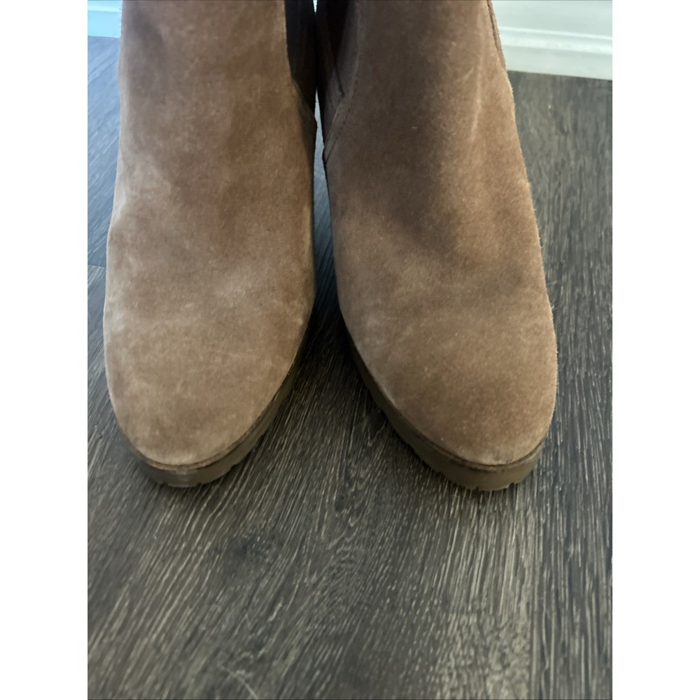 Michael Kors Thea Womens Caramel Brown Suede Leather Wedge Chelsea Ankle Boot 10 - Picture 7 of 10